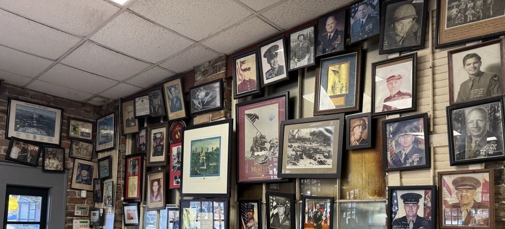 Military salute provides decor on the walls